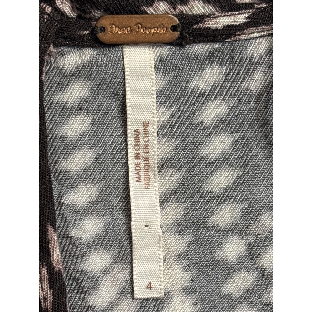 Free People Black White Ikat Ruffle Mini Dress Size 4‎ - Picture 6 of 9